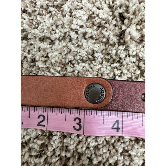 Fossil Belt Women's S Rivet Multi Colored Brown Leather Sectioned Metal Buckle - Picture 3 of 12